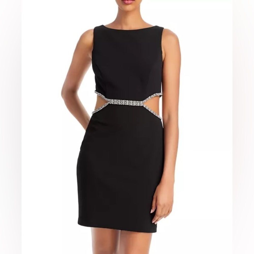 AQUA One Shoulder Cutout Waist Gown, Black dress - 100% Exclusive